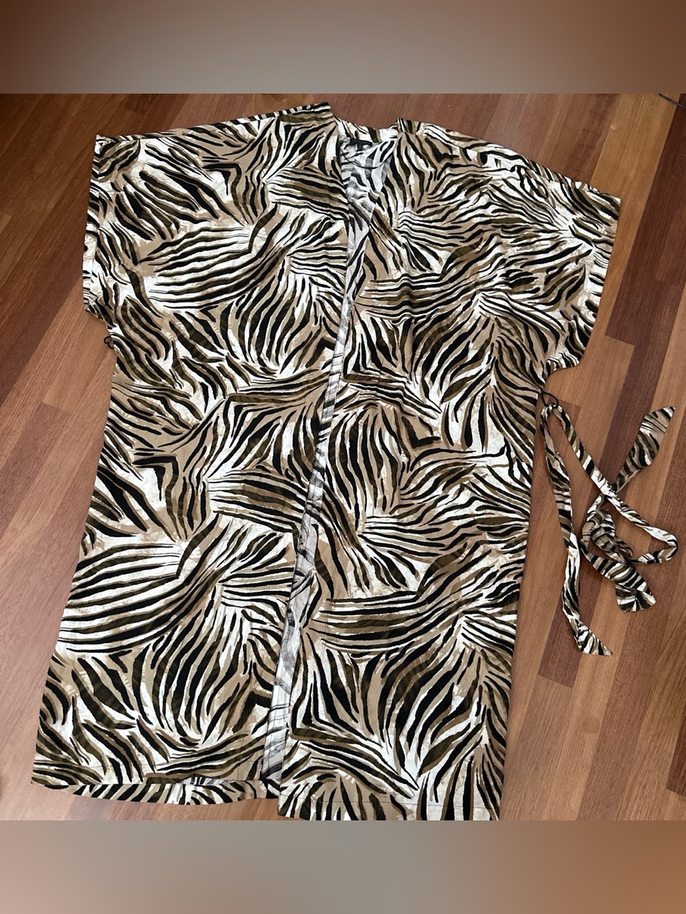 Kendall & Kylie Zebra-Print Swim Coverup in Black, Tan & White